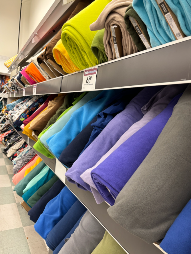 Rolls and rolls of fleece fabric in every color of the rainbow